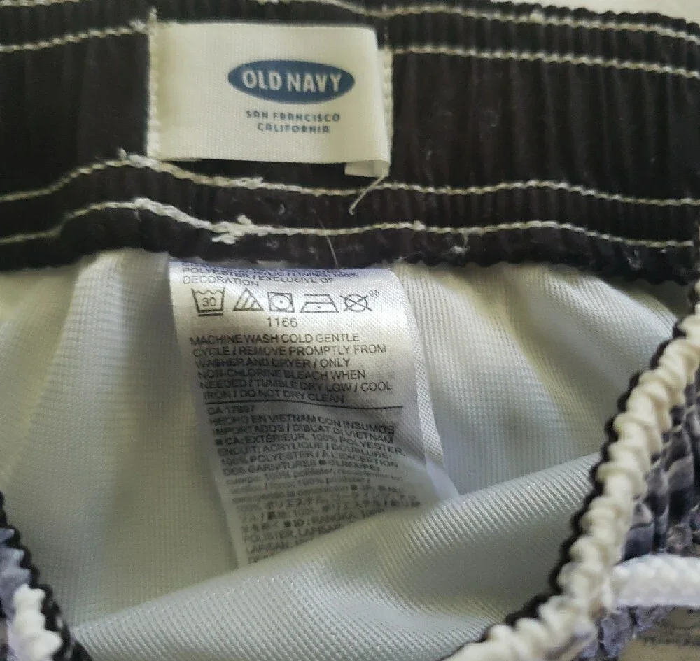 Old Navy White and Gray Shark Print Swim Trunks Boy's 2T